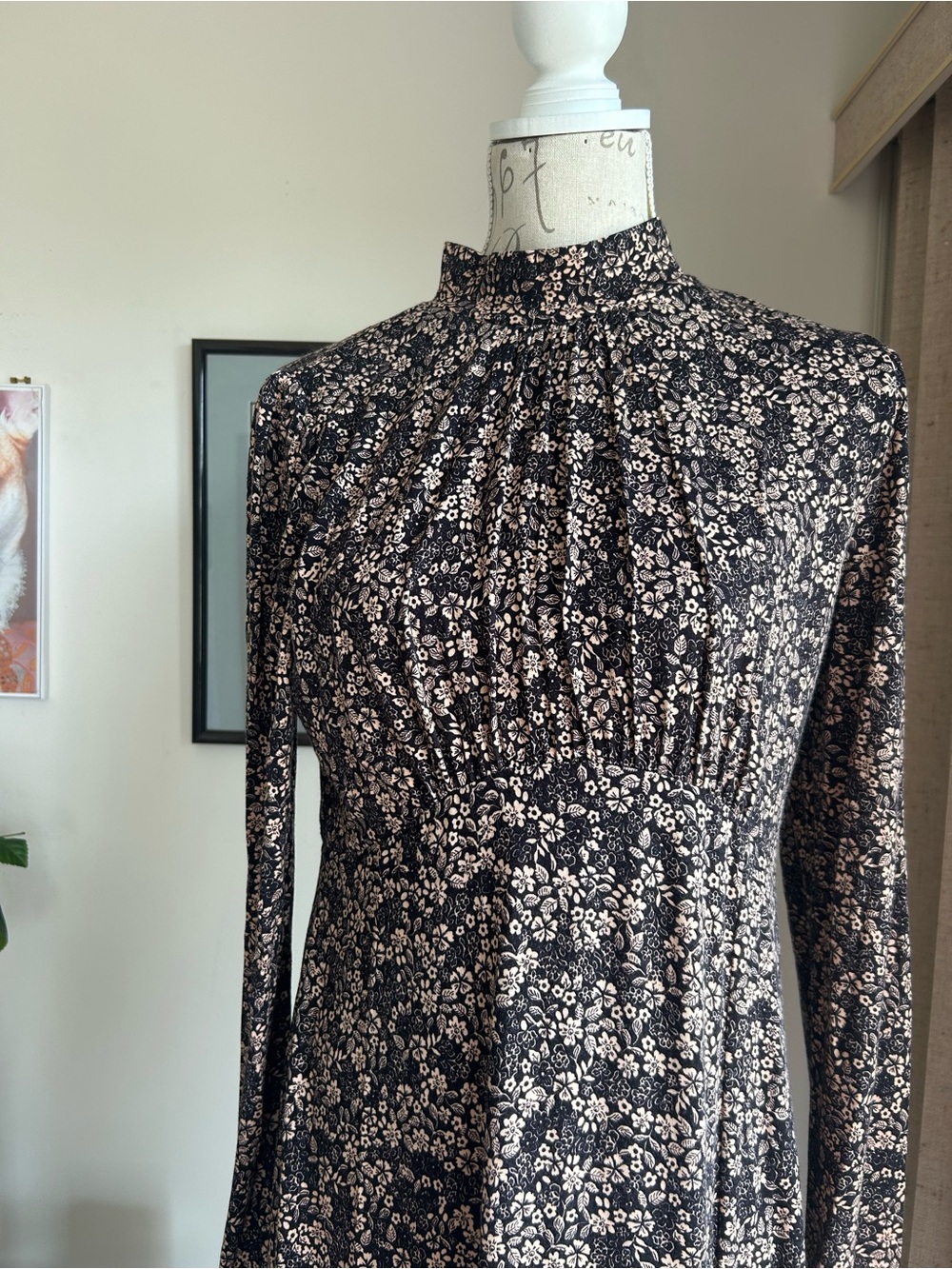 Ever New Black Floral High-Neck Long Sleeve Maxi Dress - Picture 3 of 4